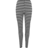 April Dogtooth Print Leggings - Black