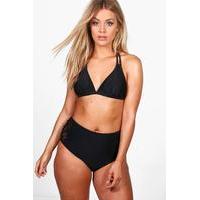 April Mesh Insert High Waist Bikini - black