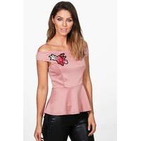 Applique Peplum Top - rose