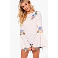 Applique Flare Sleeve Top - white