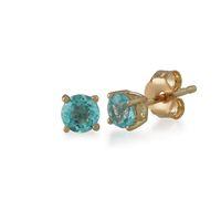 Apatite Round Stud Earrings In 9ct Yellow Gold 3.50mm Claw Set