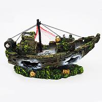 Aquarium Decoration Ornament Sailing Non-toxic Tasteless Resin Black