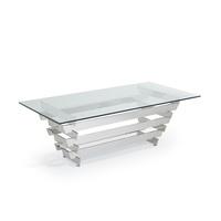 Aqua Glass Coffee Table With Polished Stainless Steel Base