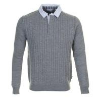 Aquascutum Striped Sweater Mid Grey