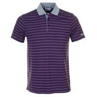 aquascutum technical stripe polo shirt purplegrey