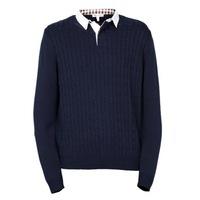 aquascutum striped sweater navy