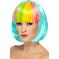 Aqua and Rainbow Partyrama Wig