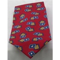 Aquascutum red square and flower print silk tie