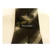 Aquascutum Designer Silk Tie Grey & Black Stripes