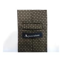 Aquascutum Brown Silk Tie White Pattern