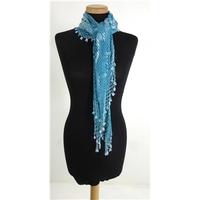 Aqua Blue Net Scarf with intricate Beading