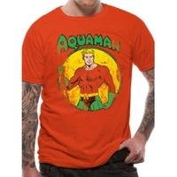 Aquaman -All The Heroes Distressed Unisex Orange T-Shirt X-Large