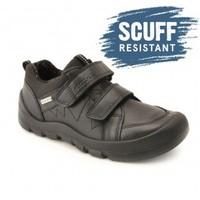 aqua warrior black leather boys riptape school shoes