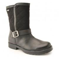 Aqua Jessie, Black Leather/Textile Girls Zip-up Water-resistant Boots