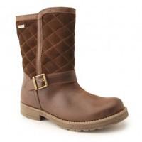 Aqua Jessie, Brown Leather/Textile Girls Zip-up Boots