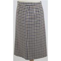 Aquascutum - Size: S - navy and brown checked lined skirt