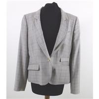 Aquascutum Size 18 Grey Checked Tailored Wool Jacket