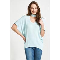 aqua choker neck zip back t shirt