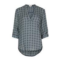 Aqua & Navy Moroccan Tile Print Blouse