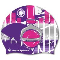 aqua sphere headphones graphic silicone swimming cap purpleblue