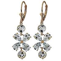 Aquamarine Blossom Drop Earrings 5.32ctw in 9ct Gold