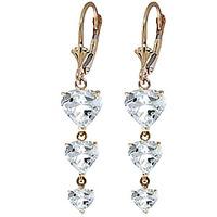 Aquamarine Triple Heart Drop Earrings 6.0ctw in 9ct Gold