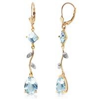 Aquamarine and Diamond Vine Branch Drop Earrings 3.95ctw in 9ct Gold