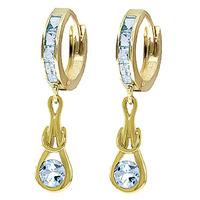 Aquamarine Loop Knot Huggie Earrings 0.85ctw in 9ct Gold