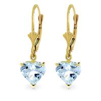 Aquamarine Heart Drop Earrings 3.05ctw in 9ct Gold