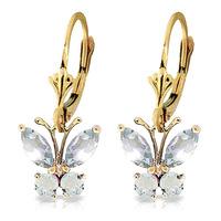 Aquamarine Butterfly Drop Earrings 0.85ctw in 9ct Gold