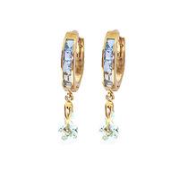 Aquamarine Droplet Huggie Earrings 2.95ctw in 9ct Gold