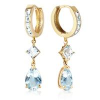 Aquamarine Droplet Huggie Earrings 5.62ctw in 9ct Gold