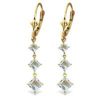 Aquamarine Three Stone Drop Earrings 4.79ctw in 9ct Gold