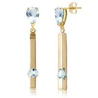 Aquamarine Bar Drop Earrings 4.25ctw in 9ct Gold