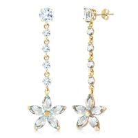 Aquamarine Daisy Chain Drop Earrings 4.8ctw in 9ct Gold