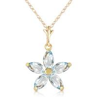 Aquamarine Flower Star Pendant Necklace 1.4ctw in 9ct Gold