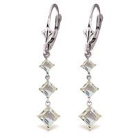 Aquamarine Three Stone Drop Earrings 4.79ctw in 9ct White Gold