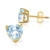 Aquamarine Heart Stud Earrings 3.25ctw in 9ct Gold