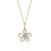 aquamarine and diamond flower petal pendant necklace 22ctw in 9ct gold