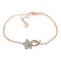 Aquamarine and Peridot Adjustable Flower Petal Bracelet 0.87ctw in 9ct Rose Gold