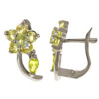 aquamarine and peridot flower stud earrings 172ctw in 9ct white gold