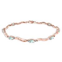 Aquamarine and Diamond Tennis Bracelet 2.0ctw in 9ct Rose Gold