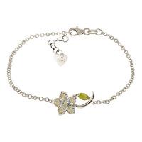 Aquamarine and Peridot Adjustable Flower Petal Bracelet 0.87ctw in 9ct White Gold