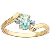 Aquamarine and Diamond Embrace Ring 0.45ct in 9ct Gold