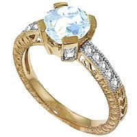 Aquamarine and Diamond Renaissance Ring 1.5ct in 9ct Gold