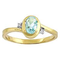 Aquamarine and Diamond Meridian Ring 0.5ct in 9ct Gold