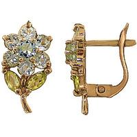 aquamarine and peridot flower petal stud earrings 212ctw in 9ct gold