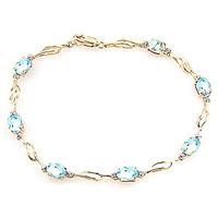 Aquamarine and Diamond Classic Tennis Bracelet 3.38ctw in 9ct Gold