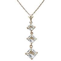 Aquamarine Three Stone Pendant Necklace 2.4ctw in 9ct Gold