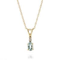 Aquamarine and Diamond Pendant Necklace 0.45ct in 9ct Gold